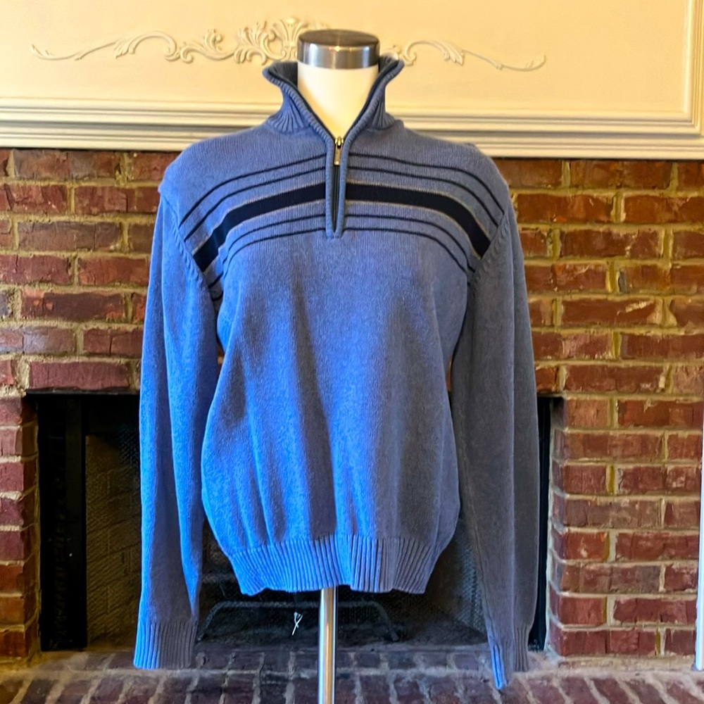 Reserved Men’s 1/4  Zip Blue Sweater Size S EUC